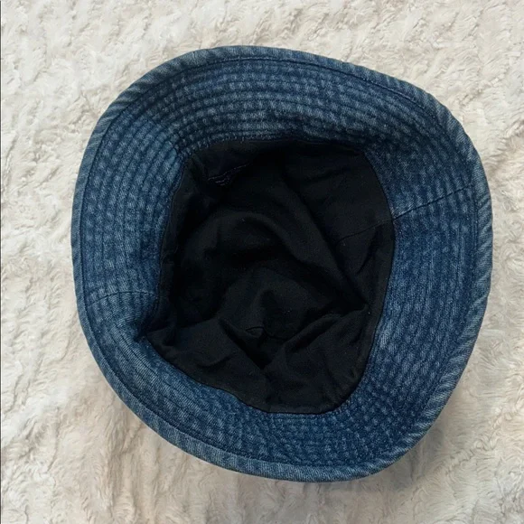 Vintage 90s Blue Denim Cotton belt buckle Bucket Hat size small medium adult - Picture 5 of 7